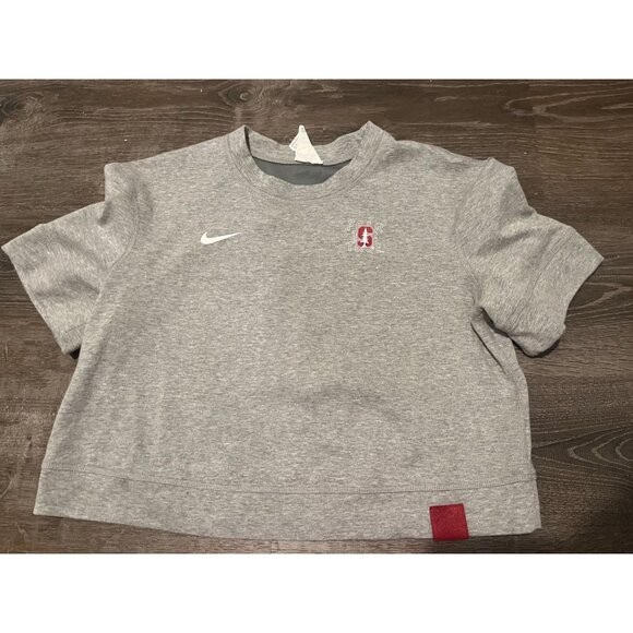 Grey + Red Stanford University Minimalist Nike "Fear the Tree" Crop Style S/S Te - Picture 1 of 6